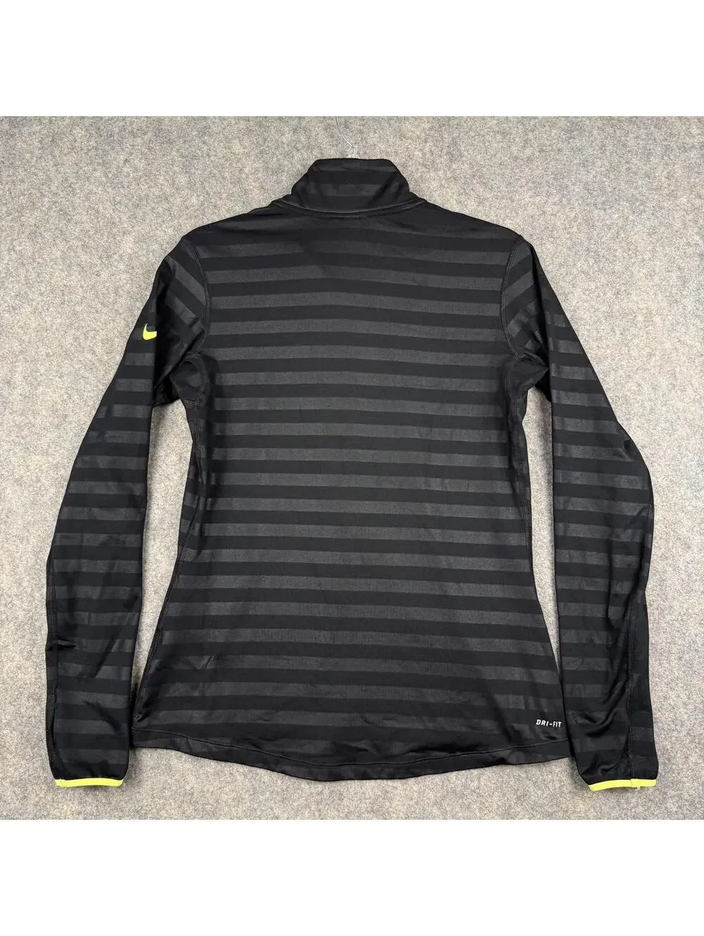 Nike Pro Dri-Fit 1/2 Zip Lightweight Running Pullover Black Yellow Large 855